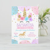 ユニコーンバースデーパーティ招待状レインボー 招待状 (スタンド正面)