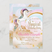 ユニコーンバースデーパーティ招待状 招待状 (正面/裏面)