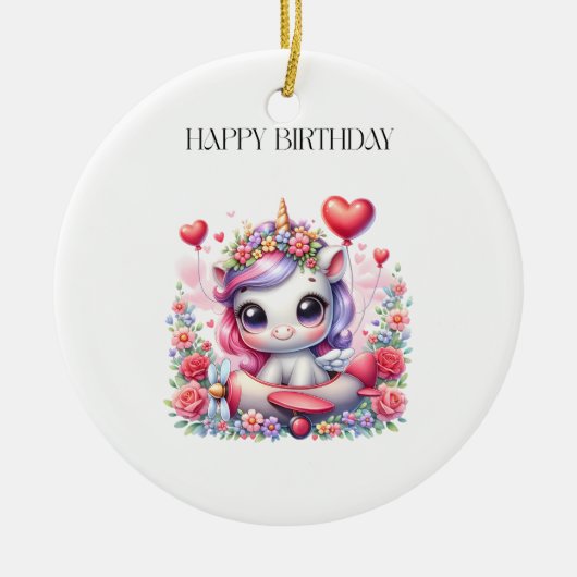 ユニコーンパイロットの誕生日 セラミックオーナメント (正面)