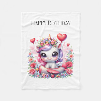 ユニコーンパイロットの誕生日 フリースブランケット