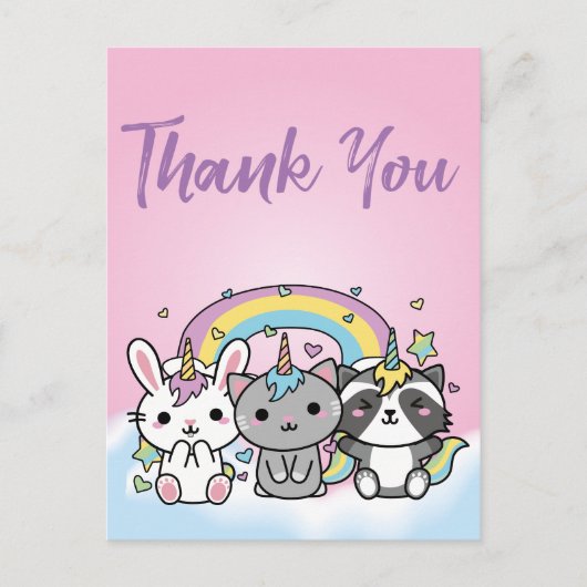 ユニコーンパステルガールズ誕生日サンキューユー ポストカード (正面)