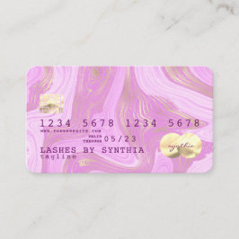 ユニコーンパステルピンクと金ゴールドマーブルクレジットカード 名刺