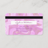 ユニコーンパステルピンクと金ゴールドマーブルクレジットカード 名刺 (裏面)