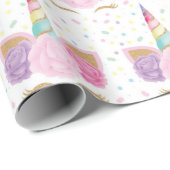 ユニコーンパステルピンクレガーリーインボー誕生日 ラッピングペーパー (ロールコーナー)