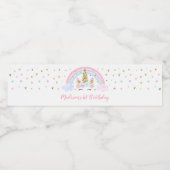 ユニコーンパステルピンク金ゴールドレインボー誕生日 ペットボトルラベル (シングルラベル)