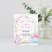 ユニコーンパステルプリンセス誕生日パーティー招待 インビテーションポストカード (スタンド正面)