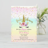 ユニコーンパステルレインボーつや消しドリップベビーシャワー 招待状 (スタンド正面)