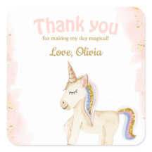 ユニコーンパステル金ゴールドグリッター誕生日メッセージカード