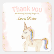 ユニコーンパステル金ゴールドグリッター誕生日メッセージカード