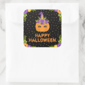 ユニコーンパンプキンハッピーハローウィンブラックスクエアスティック スクエアシール (バッグ)