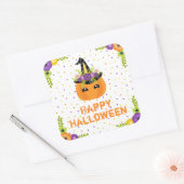 ユニコーンパンプキンハッピーハローウィンホワイトスクエアスティック スクエアシール (封筒)