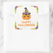 ユニコーンパンプキンハッピーハローウィンホワイトスクエアスティック スクエアシール (バッグ)