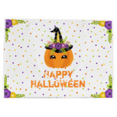 ユニコーンパンプキンハッピーハローウィンホワイトラージギフトB ラージペーパーバッグ (裏面)