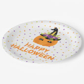 ユニコーンパンプキンハッピーハローウィンホワイト紙プレート ペーパープレート (アングル)