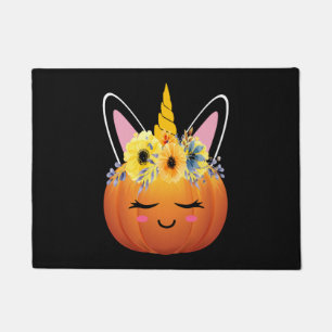 ユニコーンパンプキンハロウィンサンクスギフト ドアマット