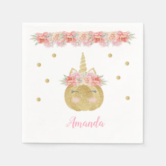 ユニコーンパンプキンペーパーナプキン スタンダードカクテルナプキン