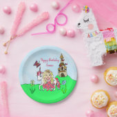 ユニコーンパーソナライズされたとプリンセス誕生日パーティー ペーパープレート (パーティー)
