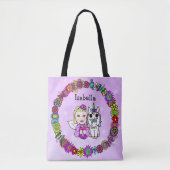 ユニコーンパーソナライズされたと妖精の紫 トートバッグ (正面)