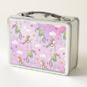 ユニコーンパーソナライズされたの女の子 メタルランチボックス (裏面)