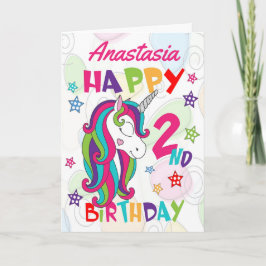 ユニコーンパーソナライズされたの2回目の誕生日 カード