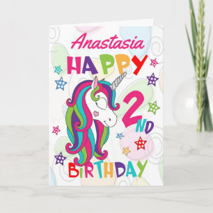 ユニコーンパーソナライズされたの2回目の誕生日 カード