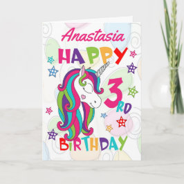 ユニコーンパーソナライズされたの3回目の誕生日 カード