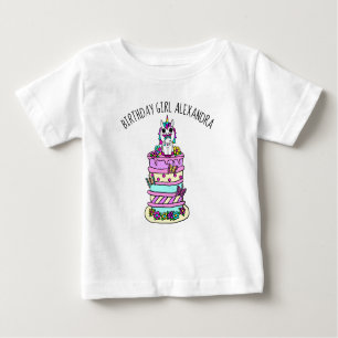 ユニコーンパーソナライズされたガールズ誕生日 ベビーTシャツ