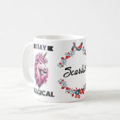 ユニコーンパーソナライズされたキッズネームギフトステイマジカル コーヒーマグカップ (正面左)