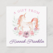 ユニコーンパーソナライズされたギフトラベル エンクロージャーカード (正面)