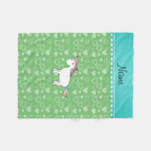 ユニコーンパーソナライズされたグリーンハート フリースブランケット (正面(横))