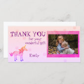 ユニコーンパーソナライズされたサンキュー写真 サンキューカード (正面/裏面)