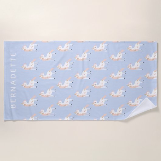 ユニコーンパーソナライズされたソフトパステルキッズサマーギフト ビーチタオル (正面)