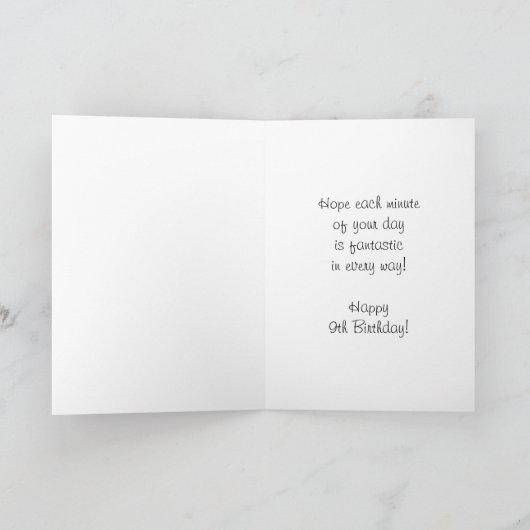 ユニコーンパーソナライズされたデザイン第9誕生日 カード (内部)