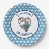 ユニコーンパーソナライズされたハート紙プレート ペーパープレート (正面)