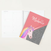 ユニコーンパーソナライズされたパステルレインボーグリッター プランナー手帳 (ディスプレー)