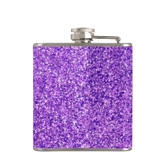 ユニコーンパーソナライズされたパープルグリッターフラスコ フラスク (裏面)