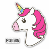 ユニコーンパーソナライズされたビニールステッカー シール (正面)