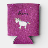 ユニコーンパーソナライズされたピンクグリッター 缶クーラー (正面)