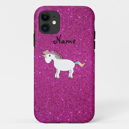 ユニコーンパーソナライズされたピンクグリッター Case-Mate iPhoneケース (裏面)