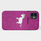 ユニコーンパーソナライズされたピンクグリッター Case-Mate iPhoneケース (裏面(横))