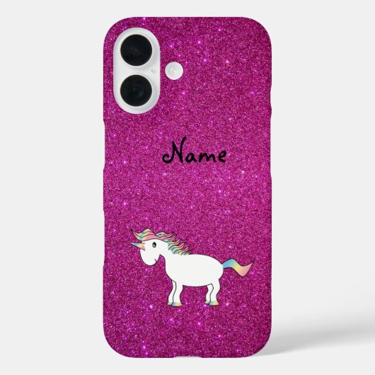 ユニコーンパーソナライズされたピンクグリッター Case-Mate iPhoneケース (裏面)