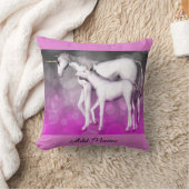 ユニコーンパーソナライズされたピンクパープル枕 クッション (ブランケット)