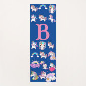 ユニコーンパーソナライズされたブルーモノグラーム ヨガマット (正面)