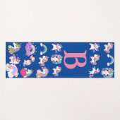 ユニコーンパーソナライズされたブルーモノグラーム ヨガマット (正面(横))