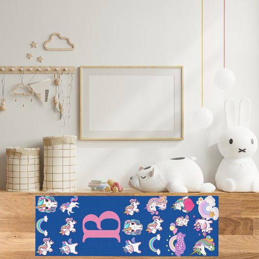 ユニコーンパーソナライズされたブルーモノグラーム ヨガマット