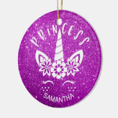 ユニコーンパーソナライズされたプリンセスクリスマス セラミックオーナメント (左)