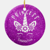 ユニコーンパーソナライズされたプリンセスクリスマス セラミックオーナメント (裏面)
