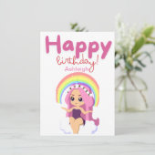 ユニコーンパーソナライズされたプリンセス誕生日カード シーズンカード (スタンド正面)
