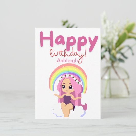 ユニコーンパーソナライズされたプリンセス誕生日カード シーズンカード (スタンド正面)