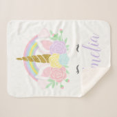 ユニコーンパーソナライズされたベビーブランケット シェルパブランケット (正面(横))